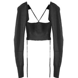 Wool rib sleeve - Black
