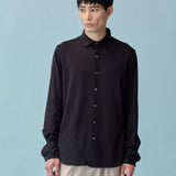 和紙コットン リラックス シャツ(UNISEX) -Black