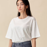 和紙コットン クルーネック Tシャツ(UNISEX)  - Off White
