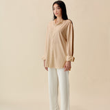 和紙コットン リラックス シャツ(UNISEX) -Pink Beige