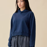 和紙コットンクロップドフーディ-Navy