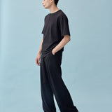 和紙コットン クルーネック Tシャツ(UNISEX) - Black