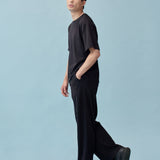 和紙コットン クルーネック Tシャツ(UNISEX) - Black