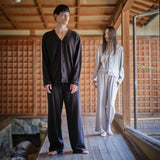 和紙コットン カーディガン-Black