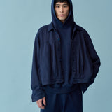 和紙コットン フーディ(UNISEX)-Navy