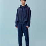 和紙コットン フーディ(UNISEX)-Navy
