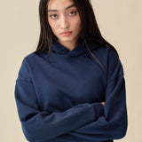 和紙コットンクロップドフーディ-Navy