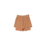 Washi Cupro Flare layered shorts - Camel