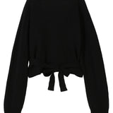 和紙ヤクショートカシュクールニット-Black