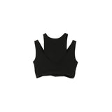 Washi ponch Neck layered Bra tops - Black