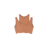 Washi ponch Neck layered Bra tops - Camel