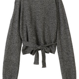 和紙ヤクショートカシュクールニット-Carcoal