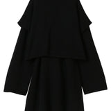 和紙ヤクロングカシュクールニット-Black