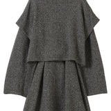 和紙ヤクロングカシュクールニット-Charcoal